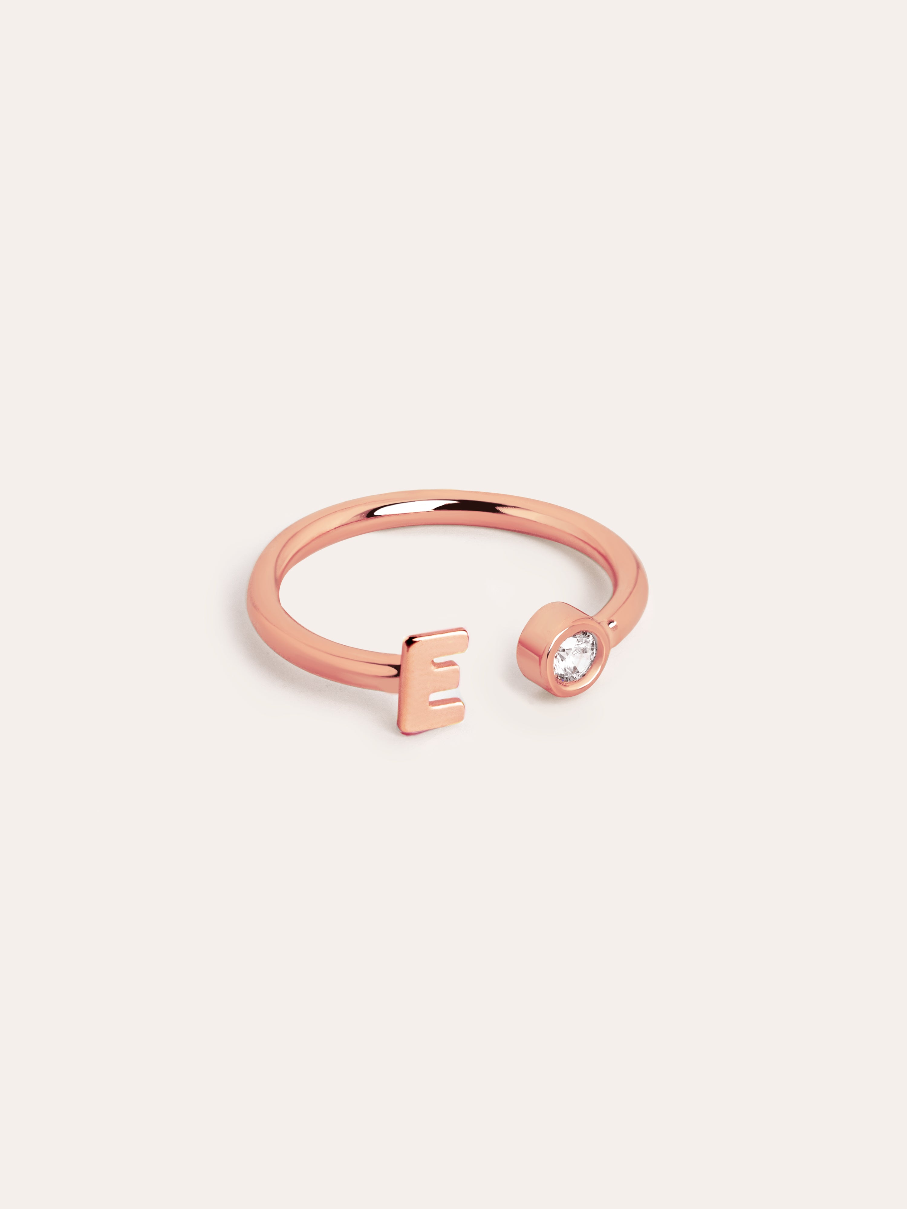 Letter Diamond Personalized Rose Gold Ring