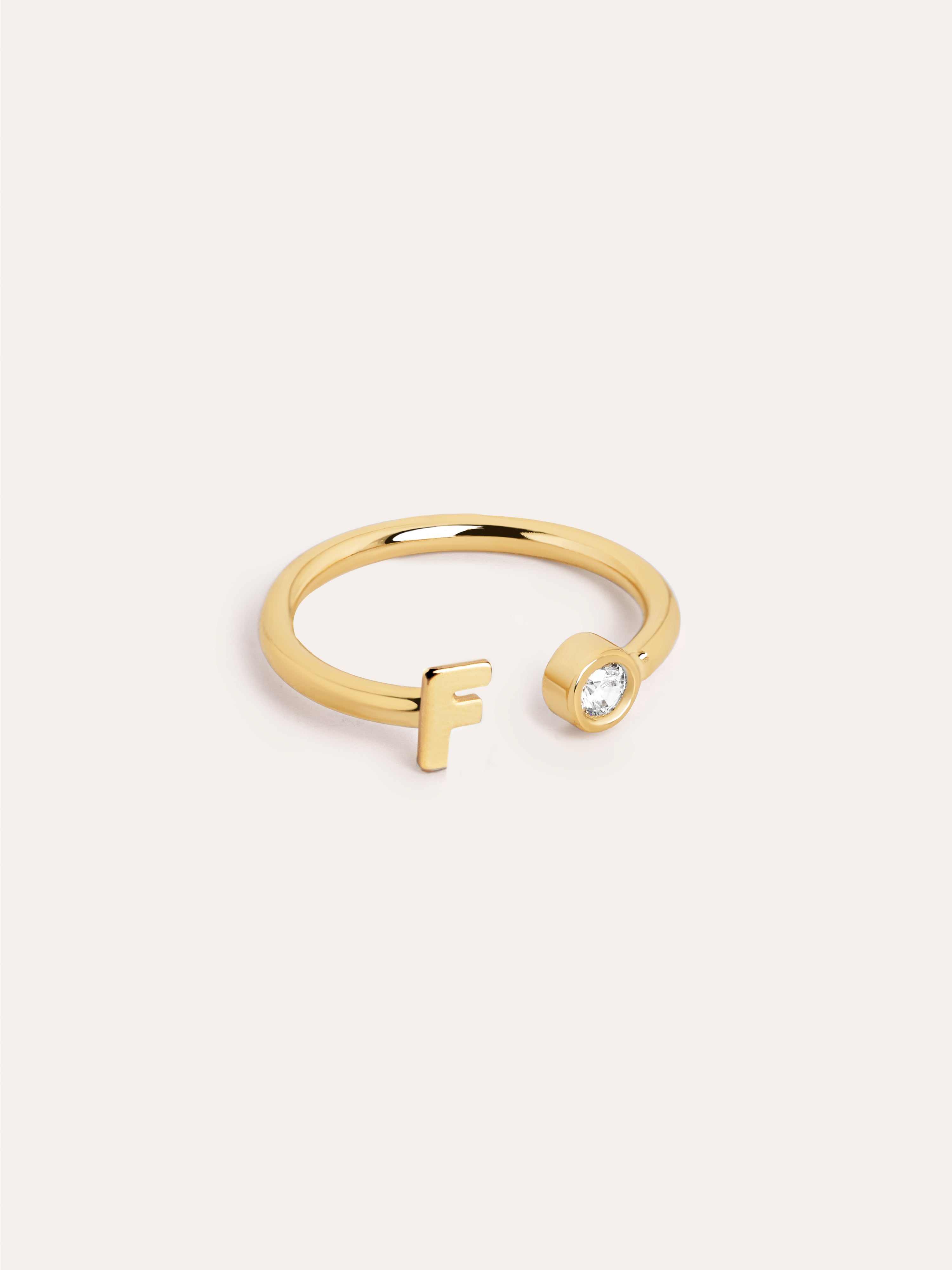 Letter Diamond Personalized Gold Ring