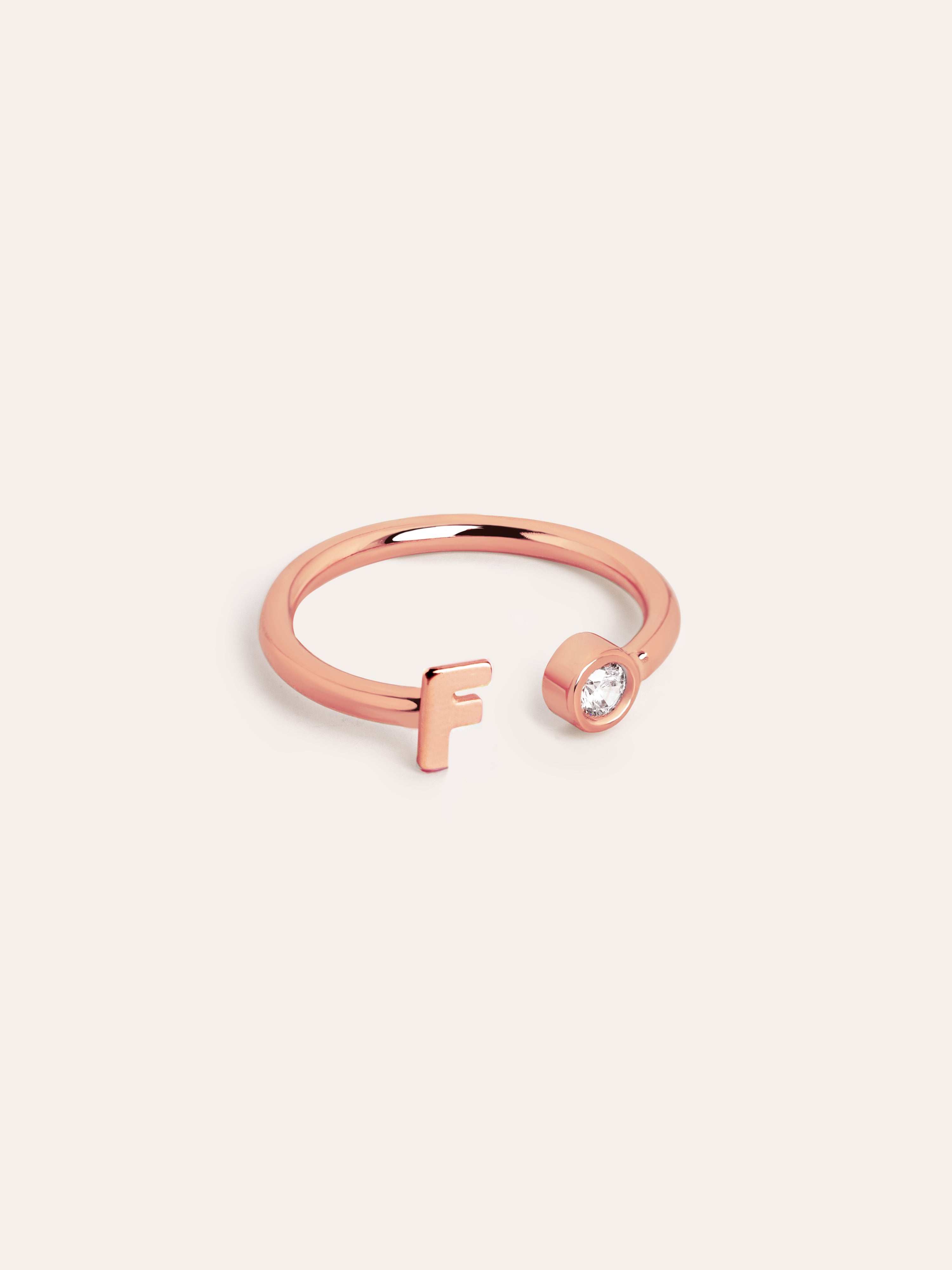 Letter Diamond Personalized Rose Gold Ring