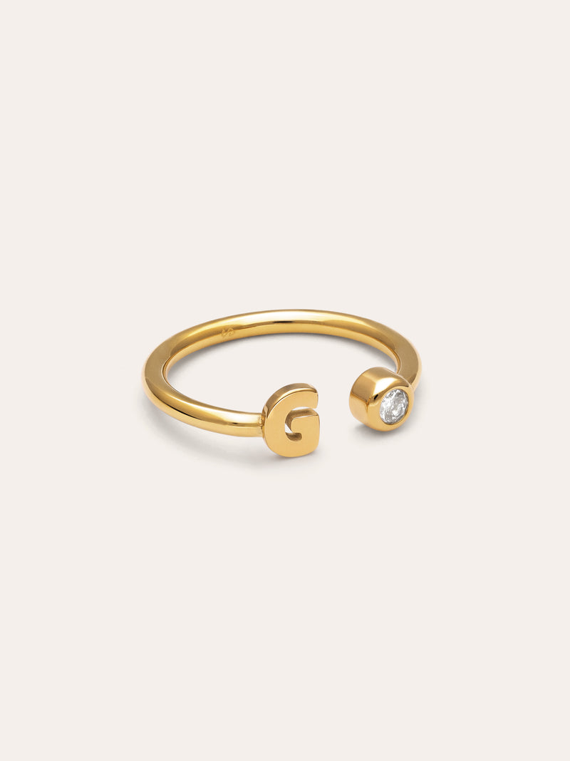 Anillo Personalizado Letter Spark Acero Baño Oro