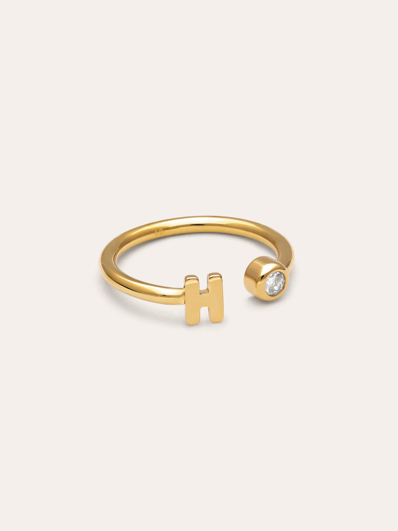 Anillo Personalizado Letter Spark Acero Baño Oro