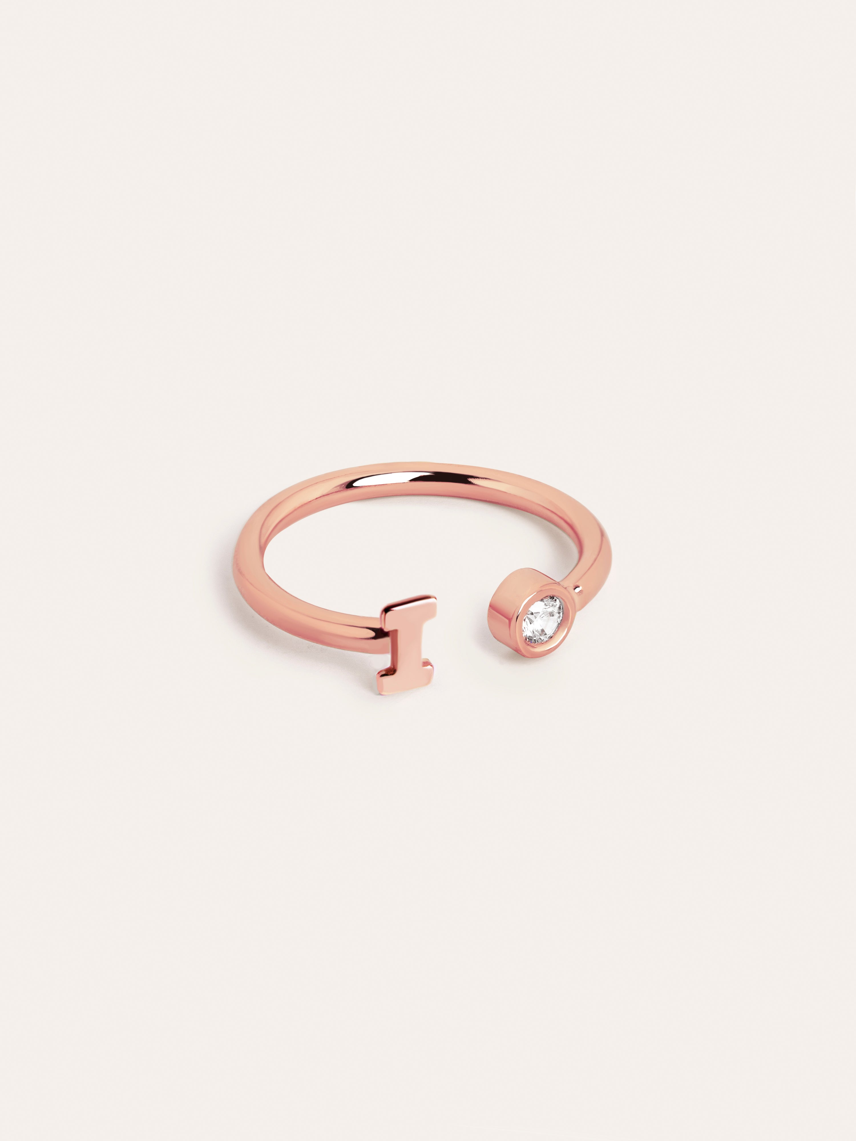 Letter Diamond Personalized Rose Gold Ring