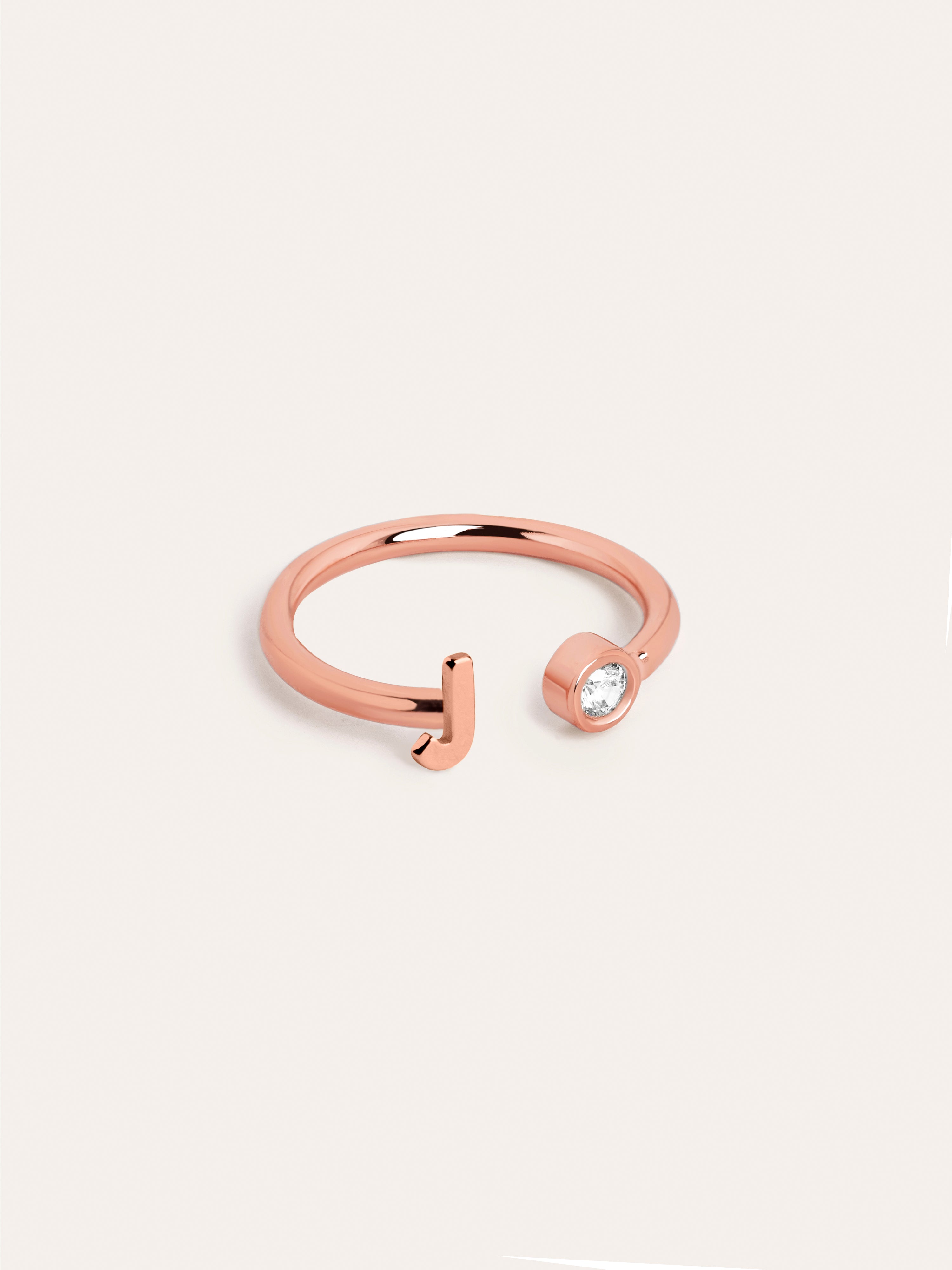 Letter Diamond Personalized Rose Gold Ring