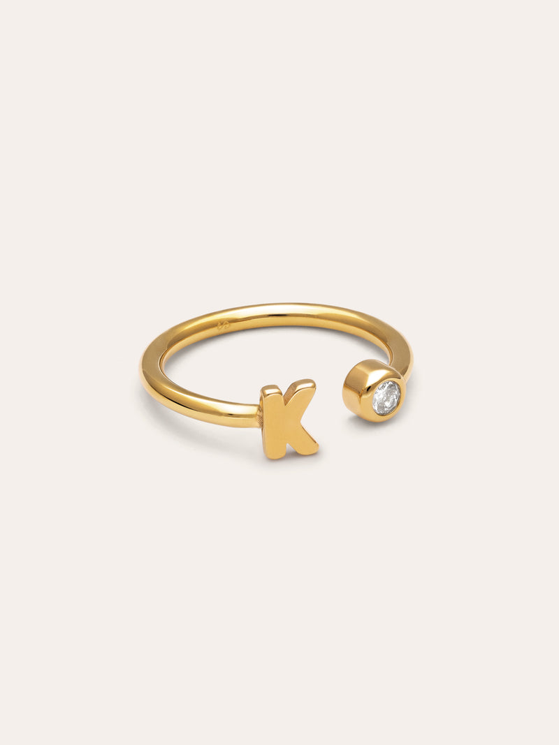 Anillo Personalizado Letter Spark Acero Baño Oro