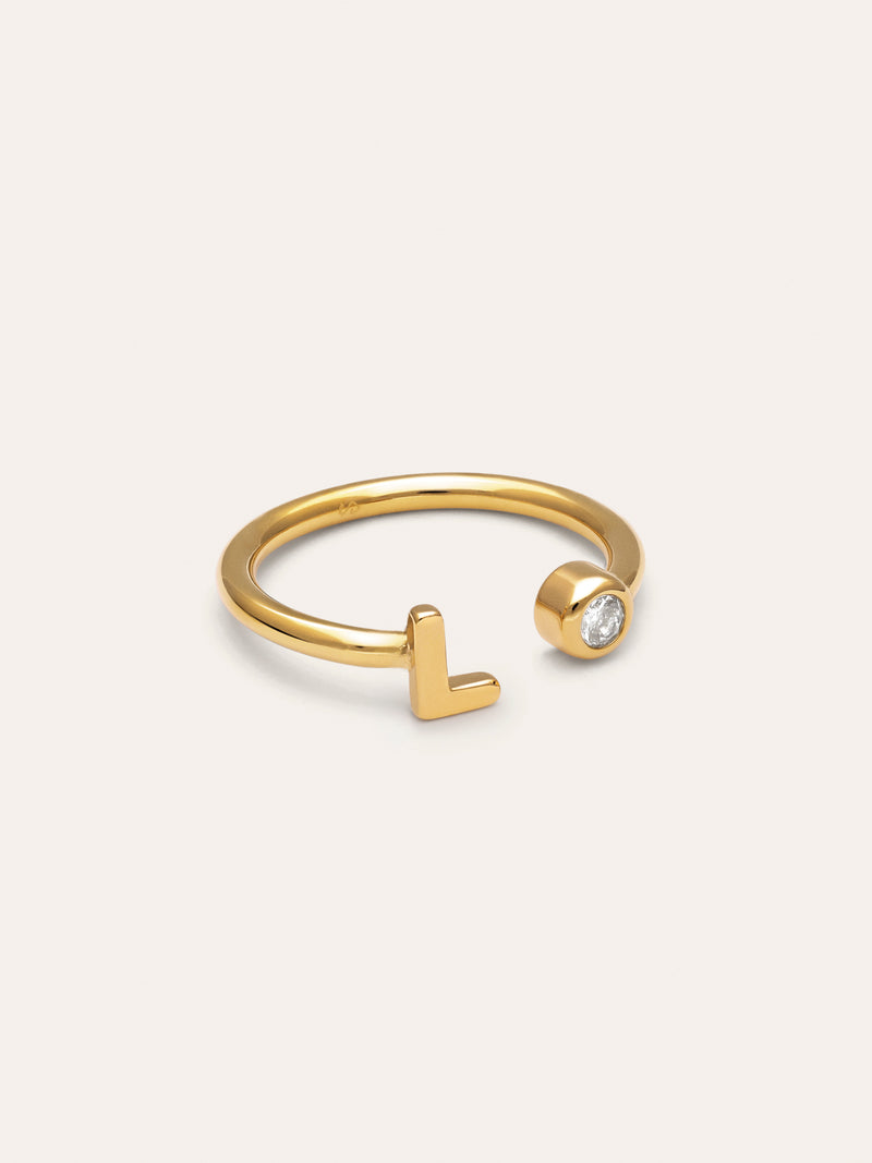 Anillo Personalizado Letter Spark Acero Baño Oro