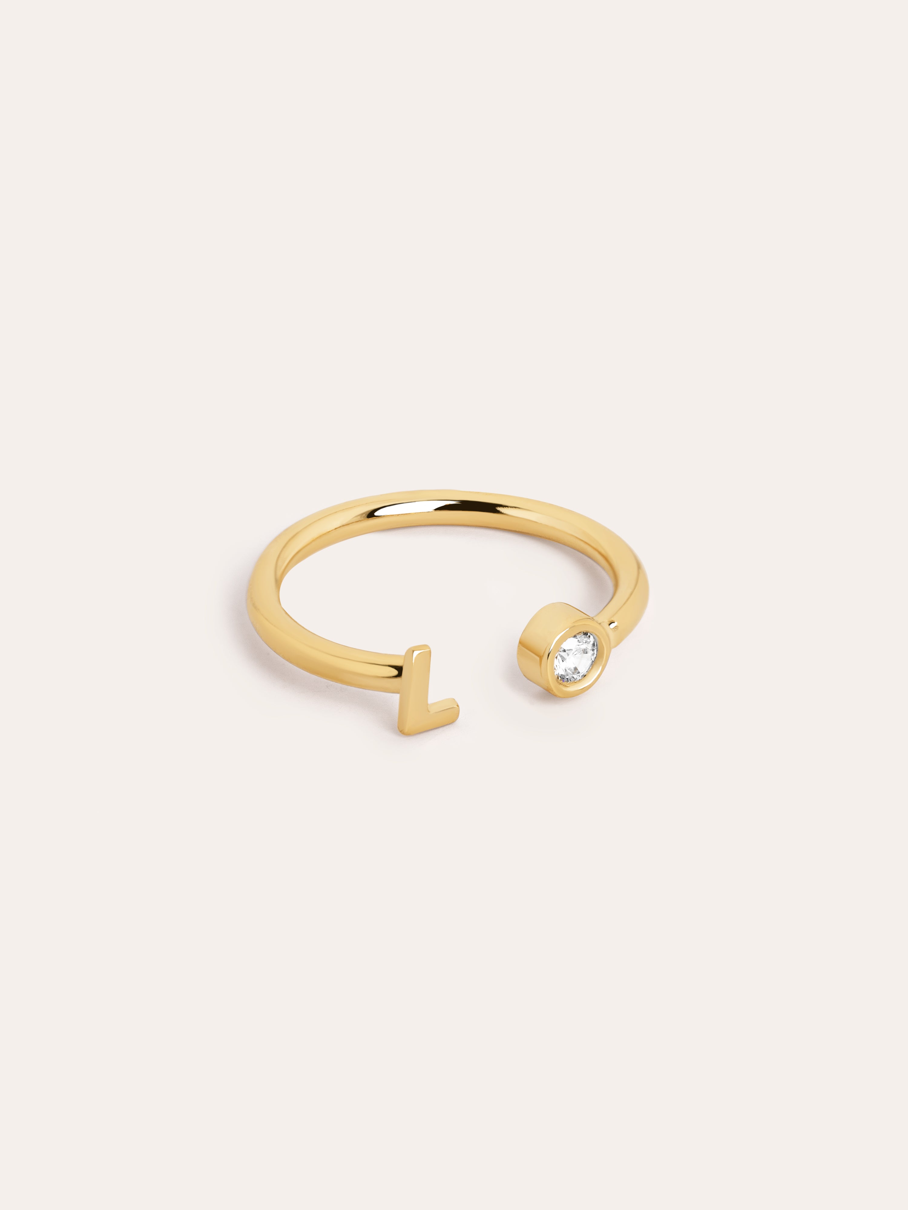 Letter Diamond Personalized Gold Ring