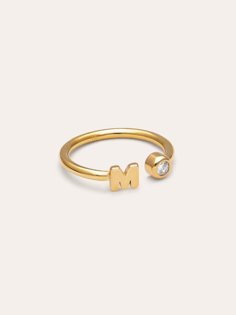 Anillo Personalizado Letter Spark Acero Baño Oro