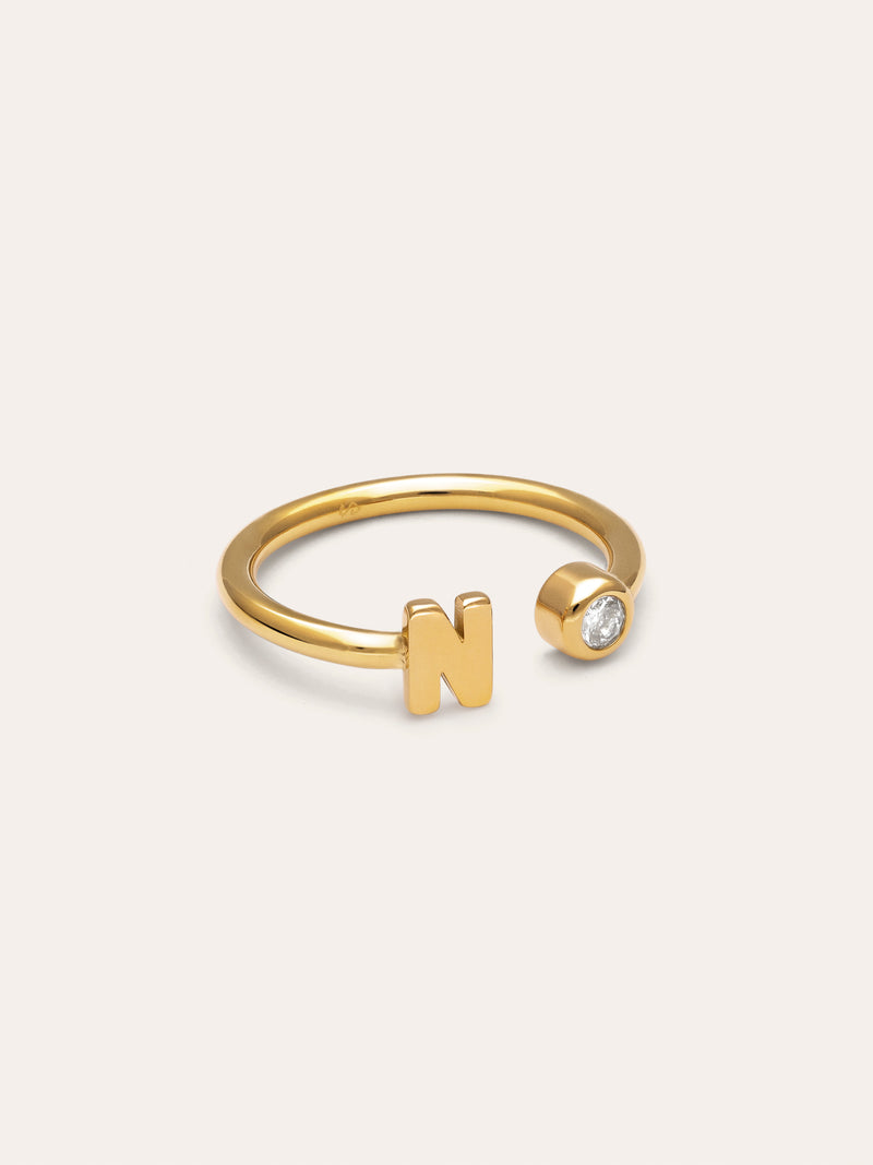 Anillo Personalizado Letter Spark Acero Baño Oro