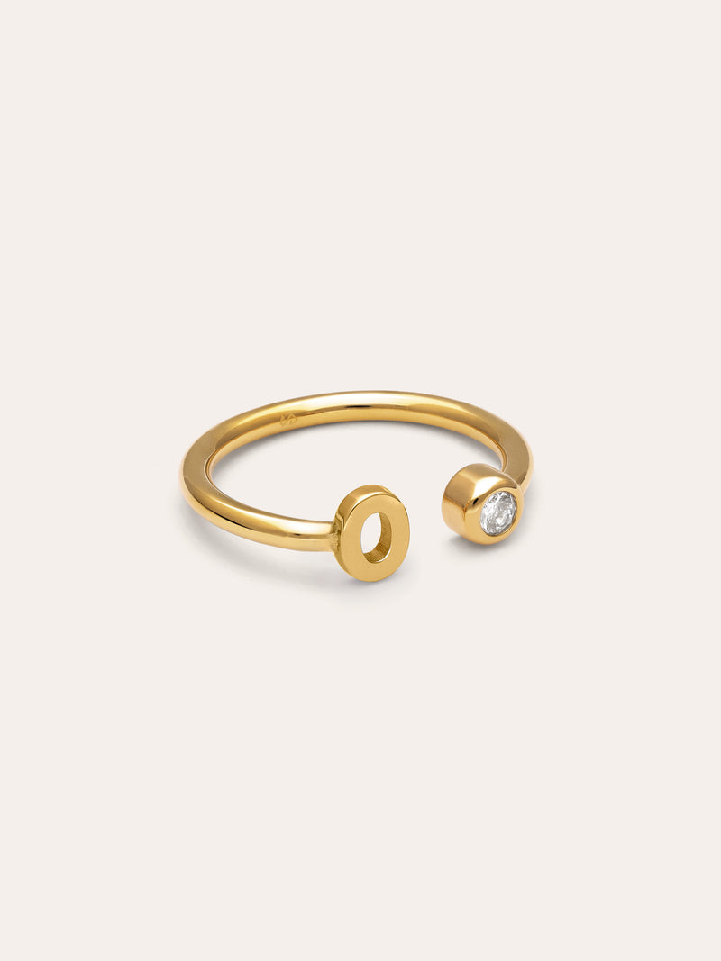 Anillo Personalizado Letter Spark Acero Baño Oro
