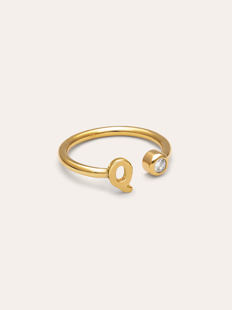 Anillo Personalizado Letter Spark Acero Baño Oro