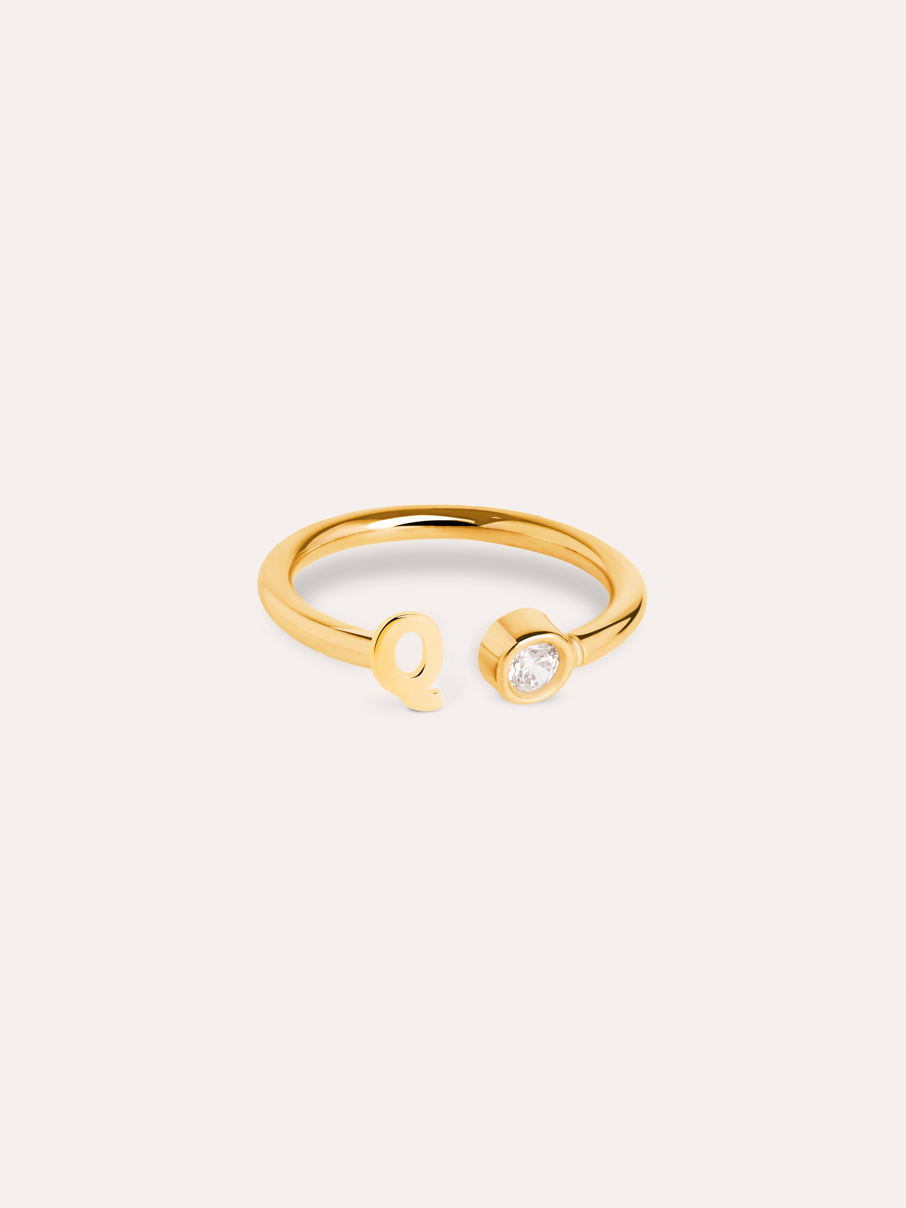 Letter Diamond Personalized Gold Ring