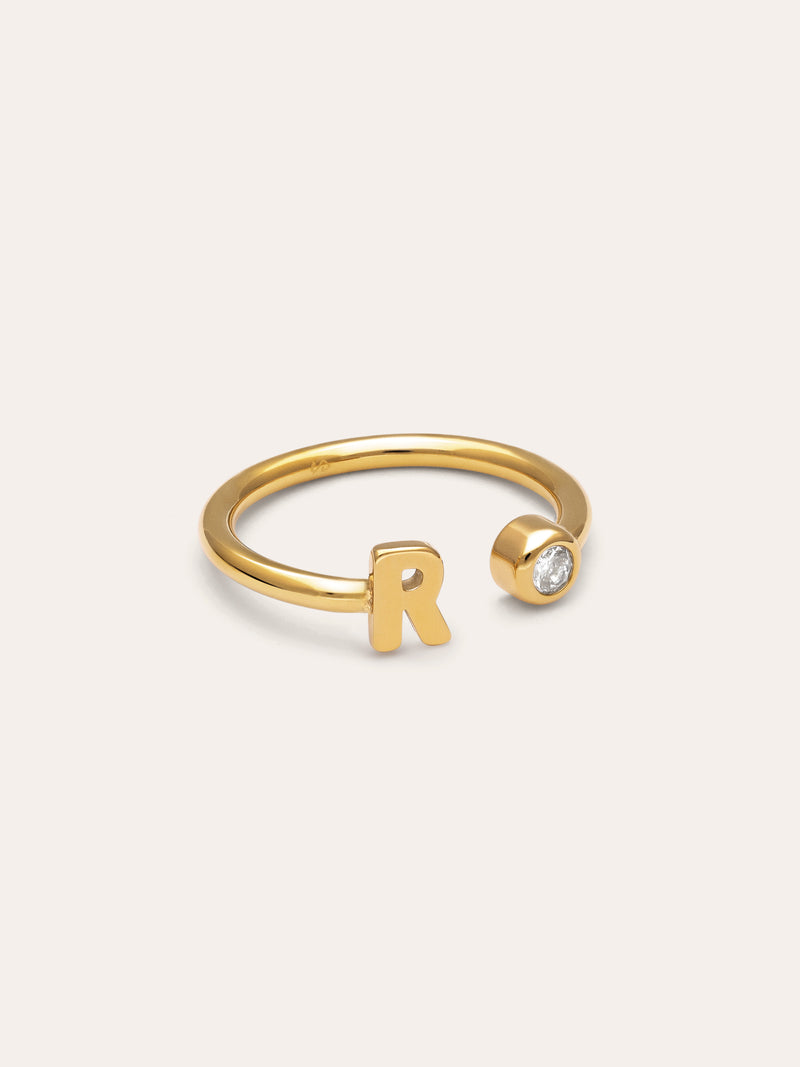 Anillo Personalizado Letter Spark Acero Baño Oro