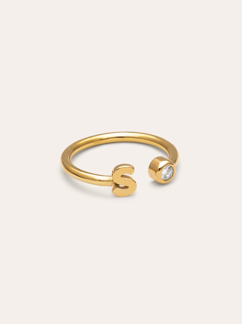 Anillo Personalizado Letter Spark Acero Baño Oro