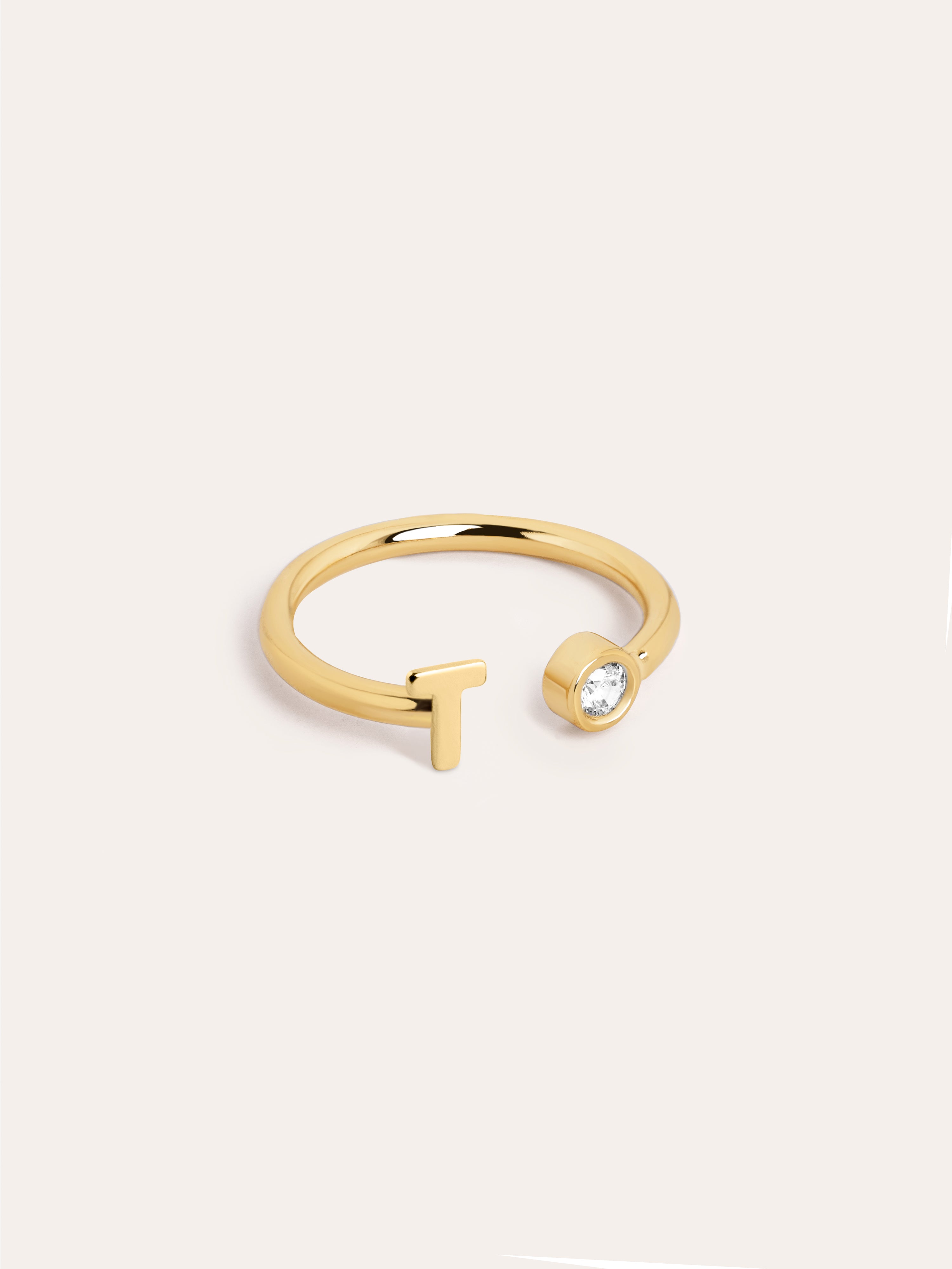 Letter Diamond Personalized Gold Ring