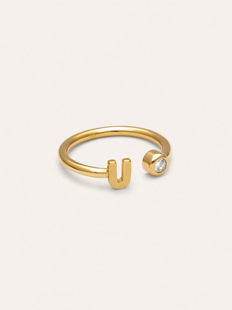 Anillo Personalizado Letter Spark Acero Baño Oro