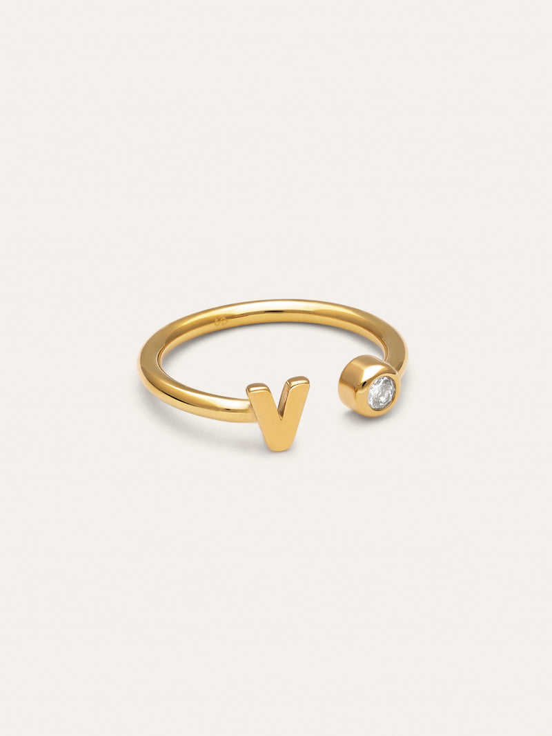 Anillo Personalizado Letter Spark Acero Baño Oro