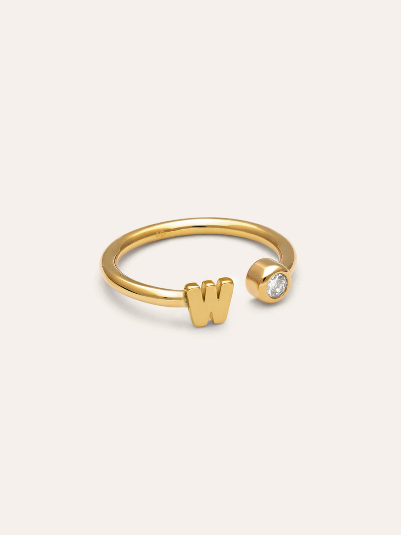 Anillo Personalizado Letter Spark Acero Baño Oro