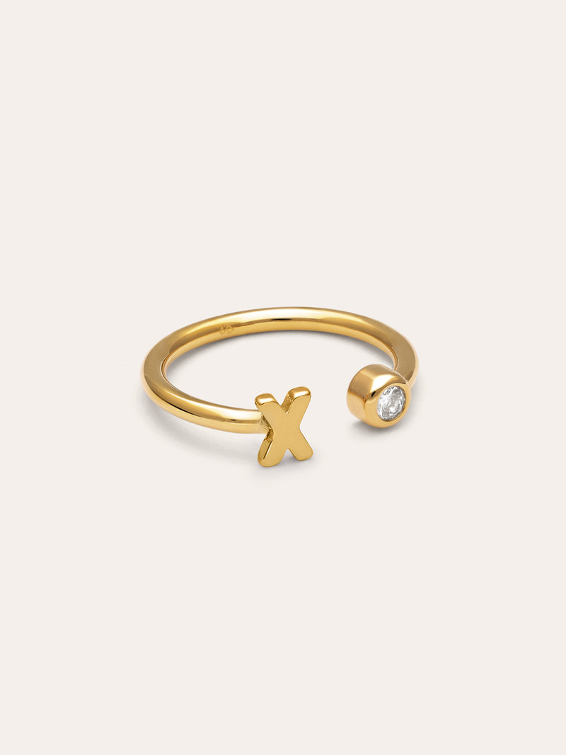 Anillo Personalizado Letter Spark Acero Baño Oro