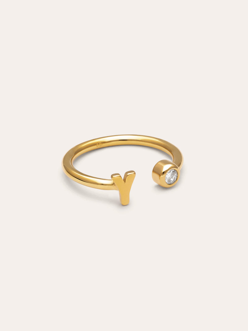 Anillo Personalizado Letter Spark Acero Baño Oro