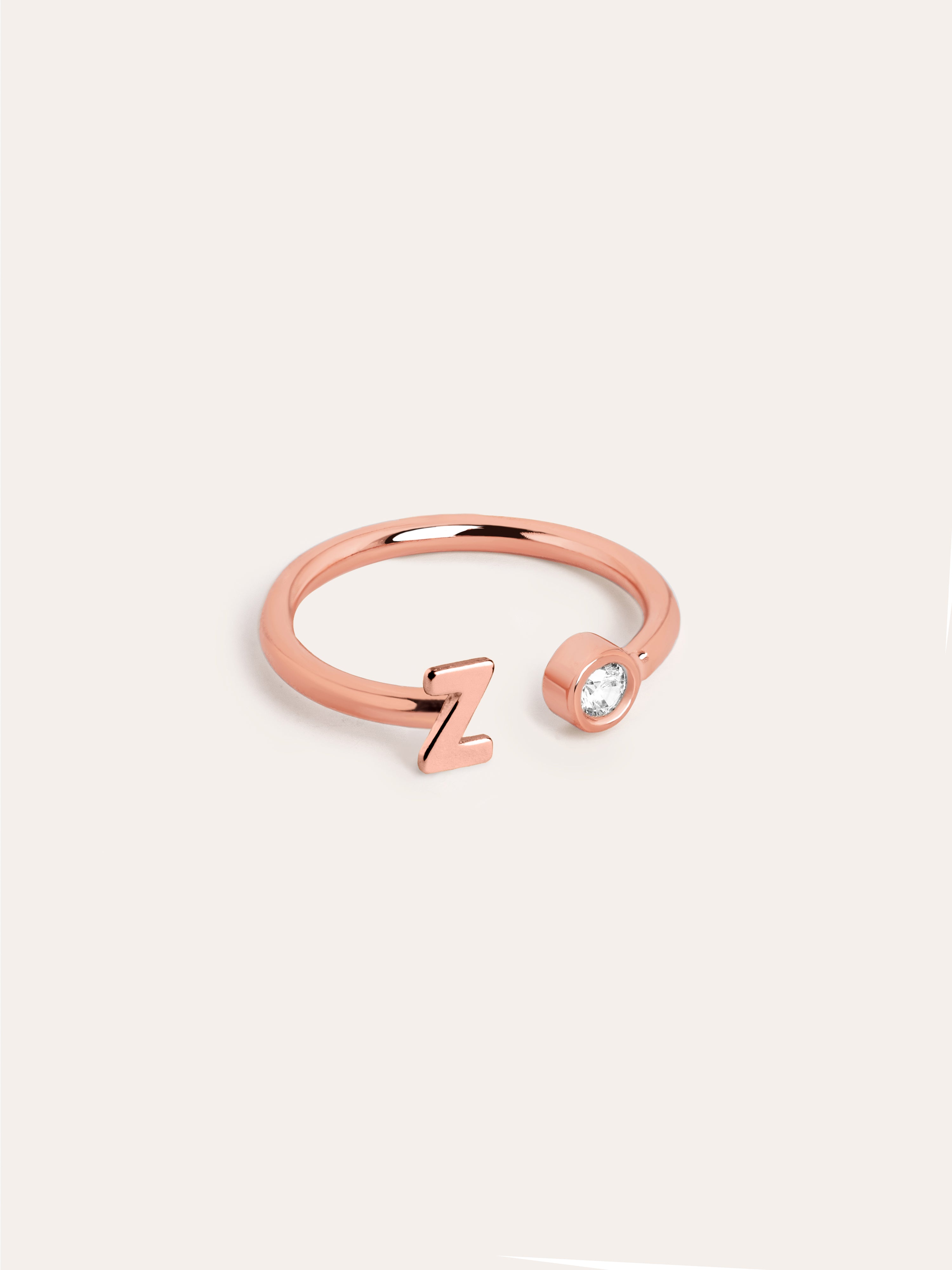 Letter Diamond Personalized Rose Gold Ring