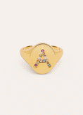 Singnet Letter Colors Personalized Gold Ring