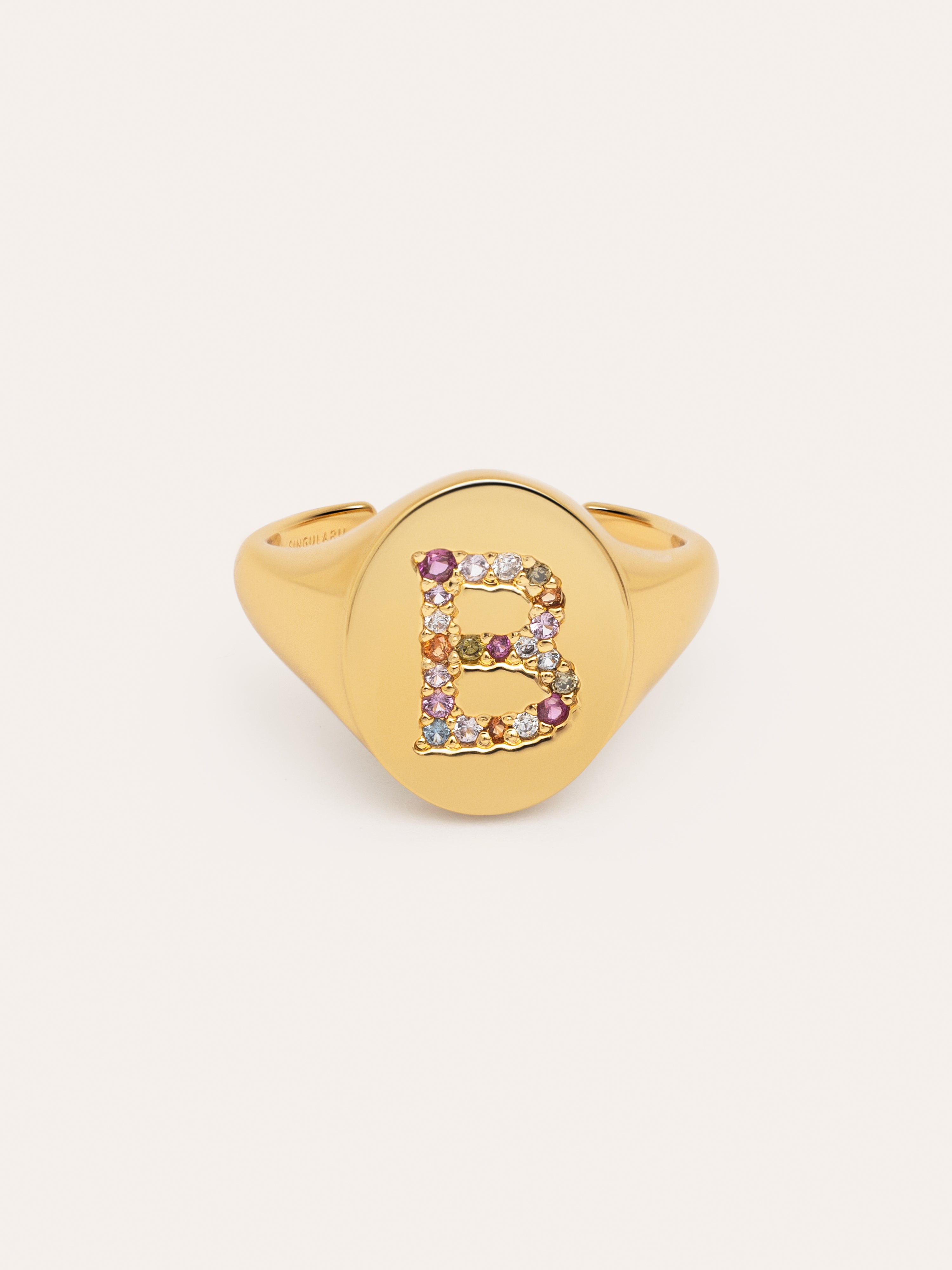 Singnet Letter Colors Personalized Gold Ring