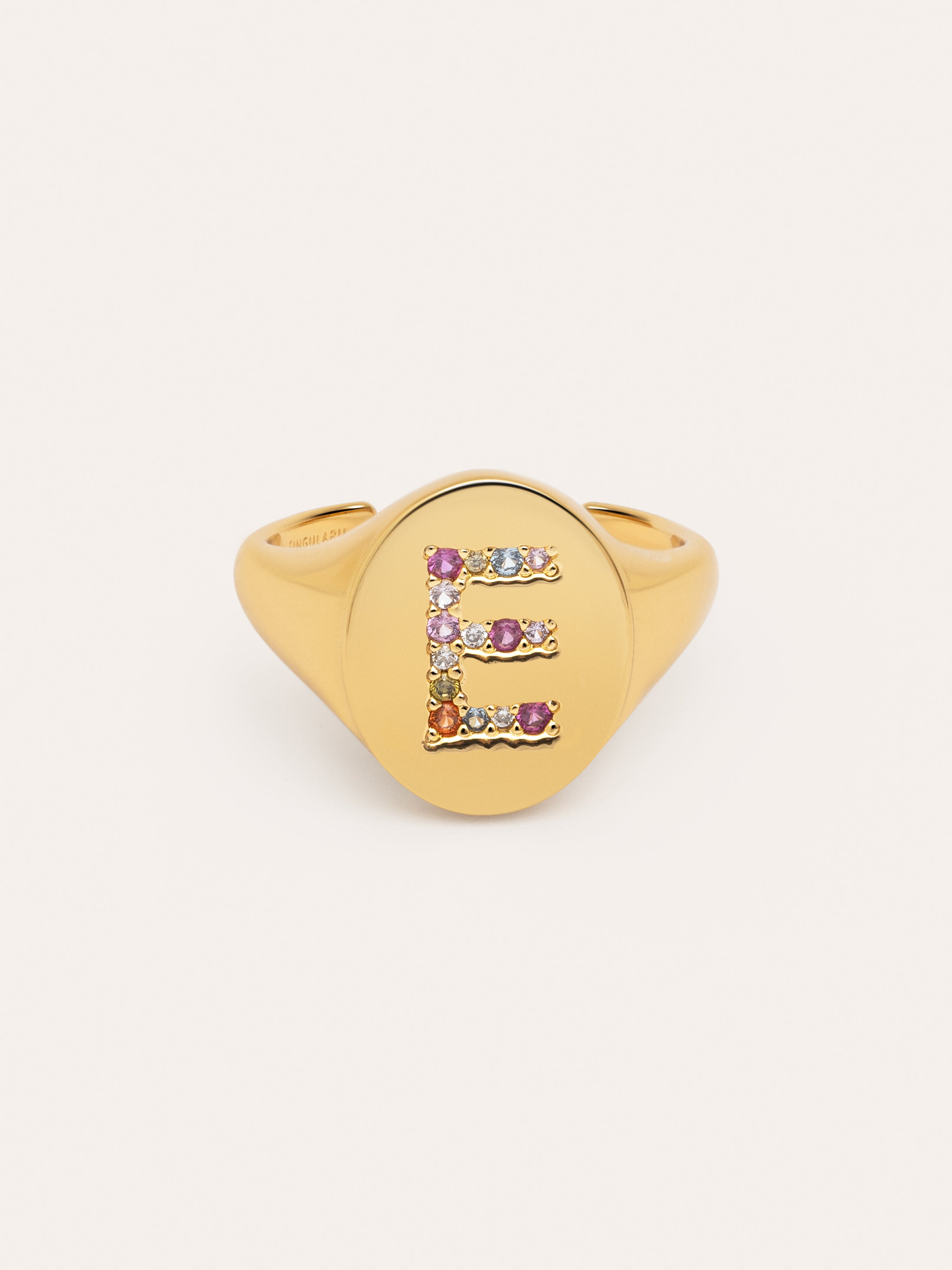 Singnet Letter Colors Personalized Gold Ring