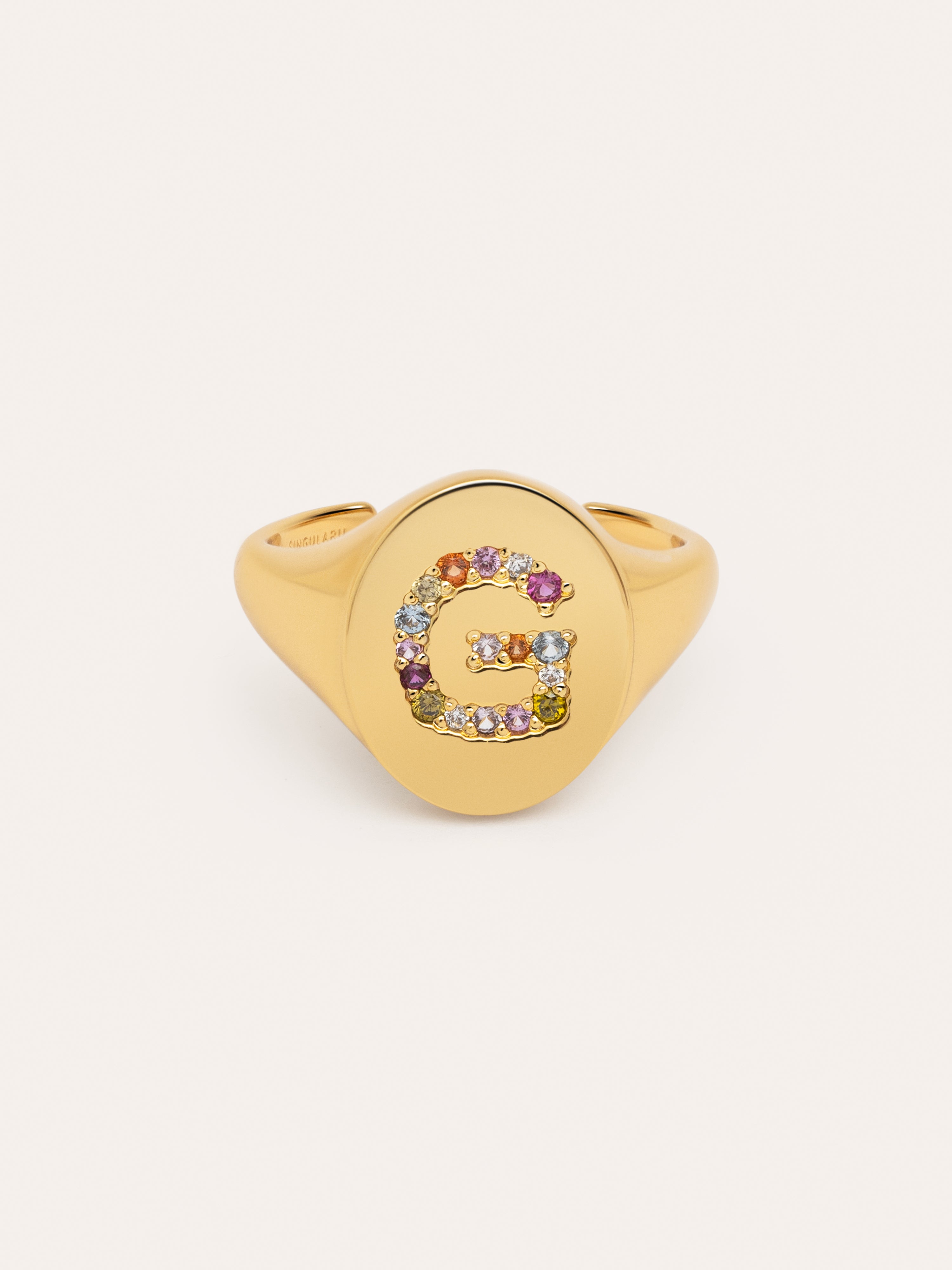Singnet Letter Colors Personalized Gold Ring