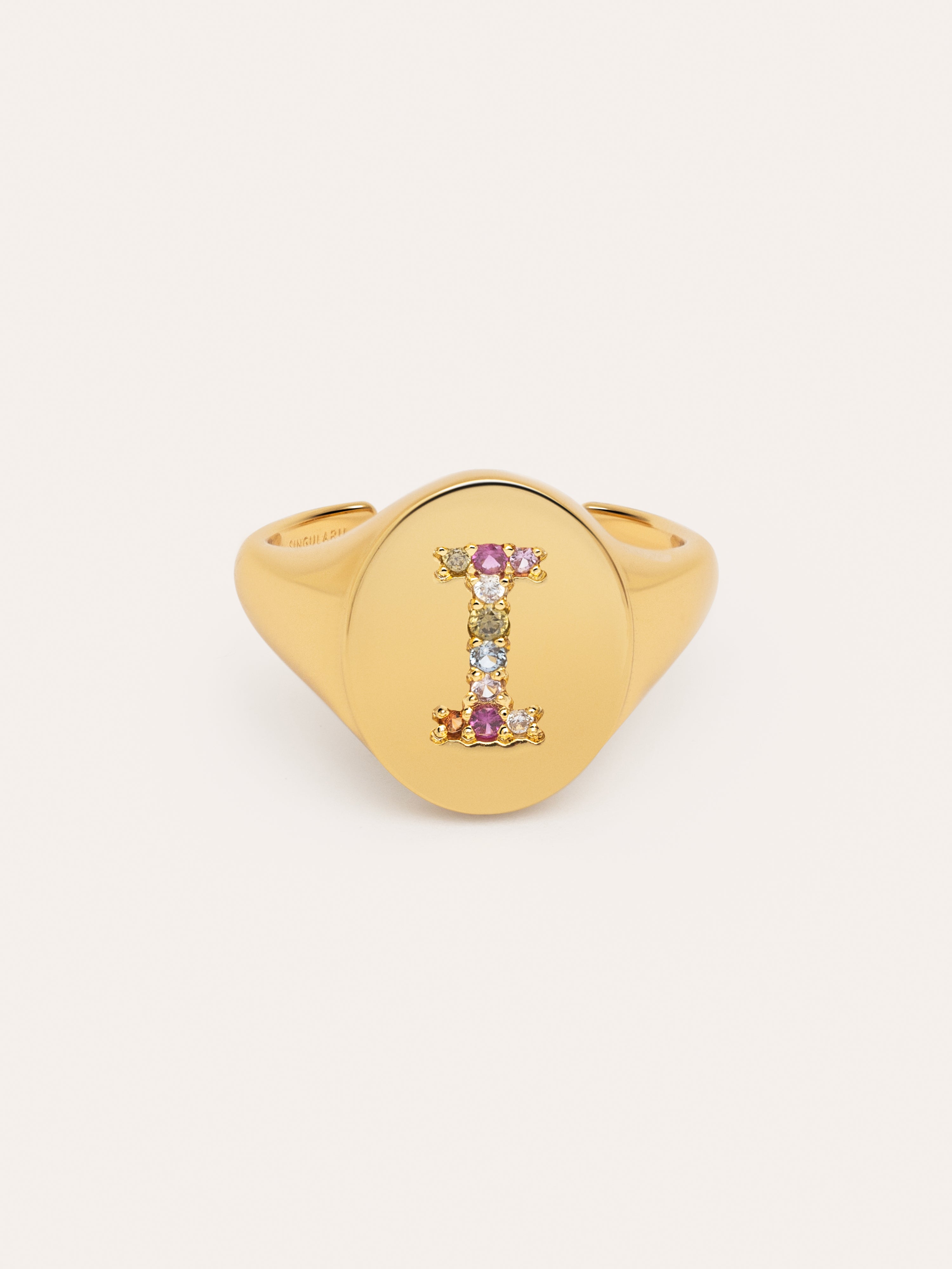 Singnet Letter Colors Personalized Gold Ring