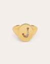 Singnet Letter Colors Personalized Gold Ring