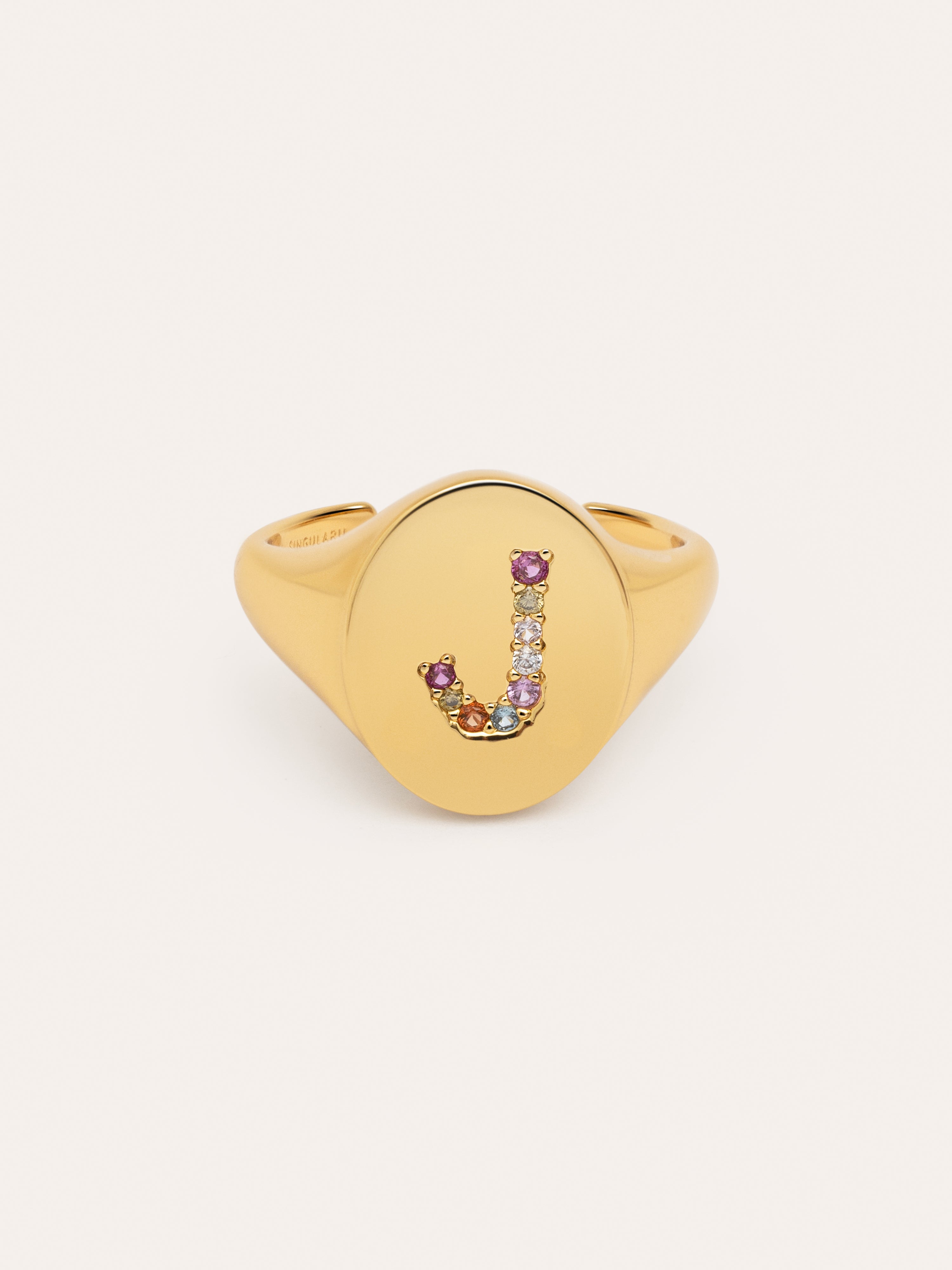 Singnet Letter Colors Personalized Gold Ring