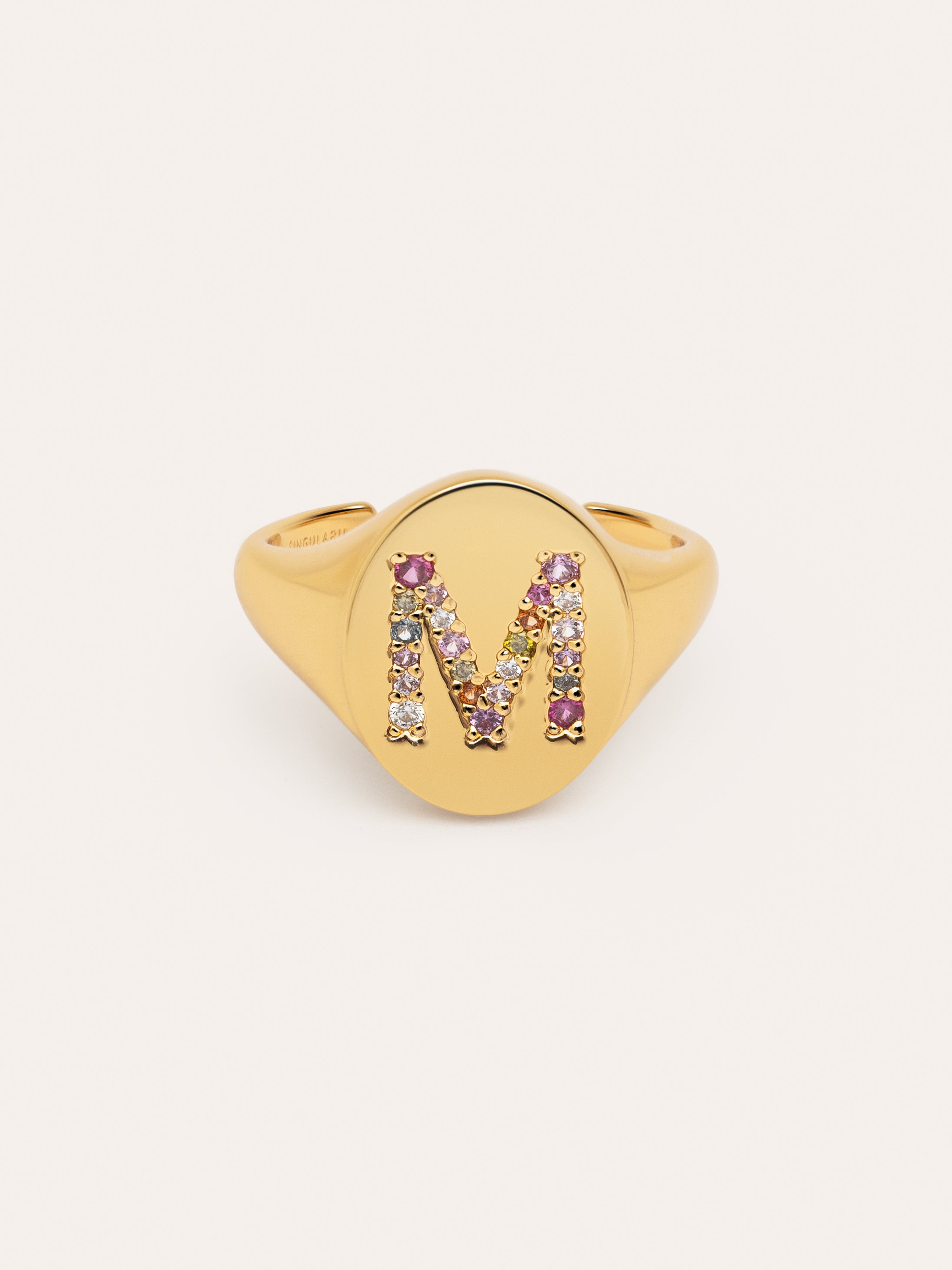 Singnet Letter Colors Personalized Gold Ring