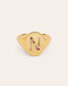 Singnet Letter Colors Personalized Gold Ring