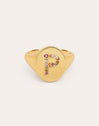 Singnet Letter Colors Personalized Gold Ring