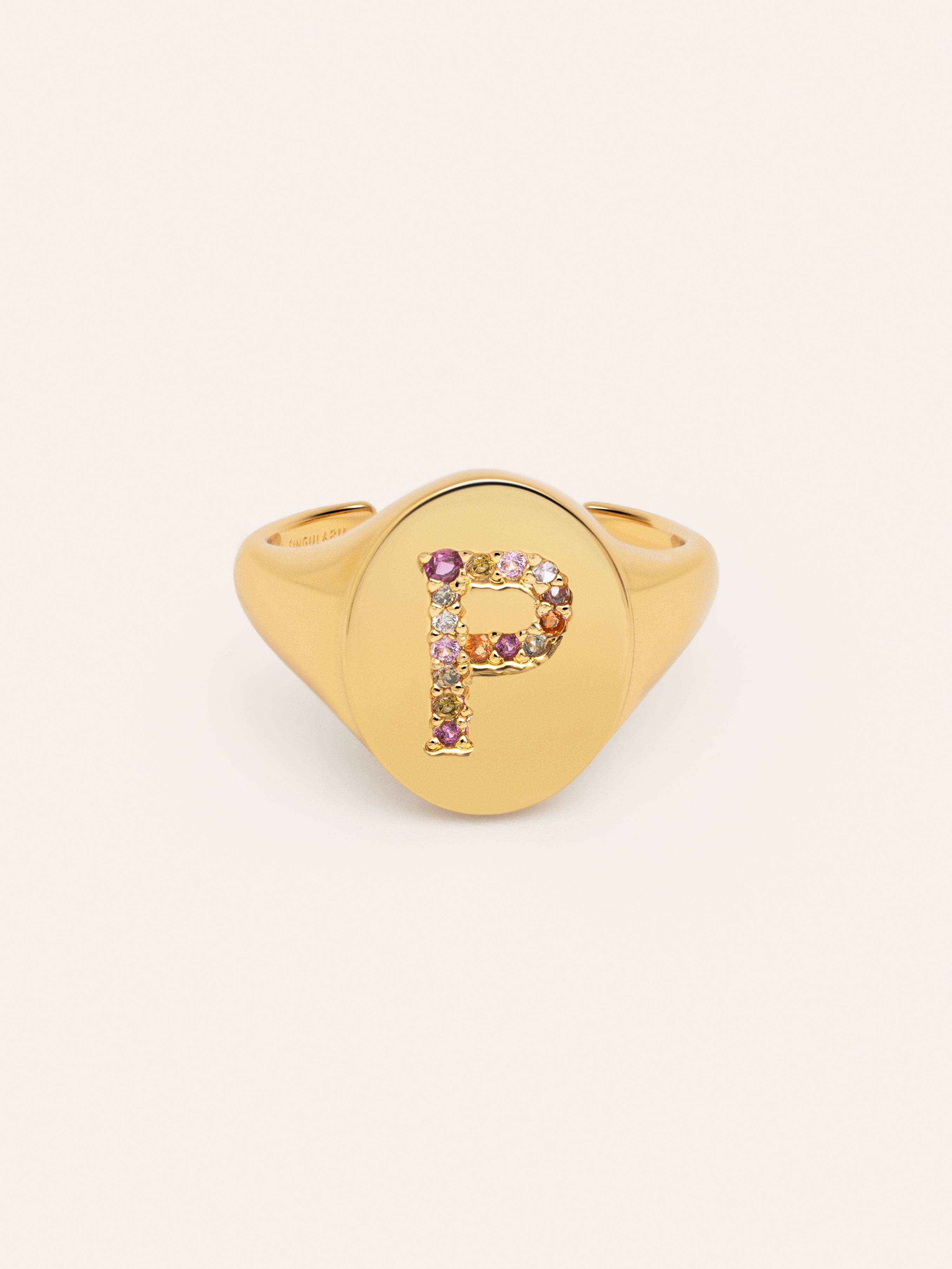 Singnet Letter Colors Personalized Gold Ring