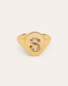 Singnet Letter Colors Personalized Gold Ring
