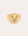 Singnet Letter Colors Personalized Gold Ring
