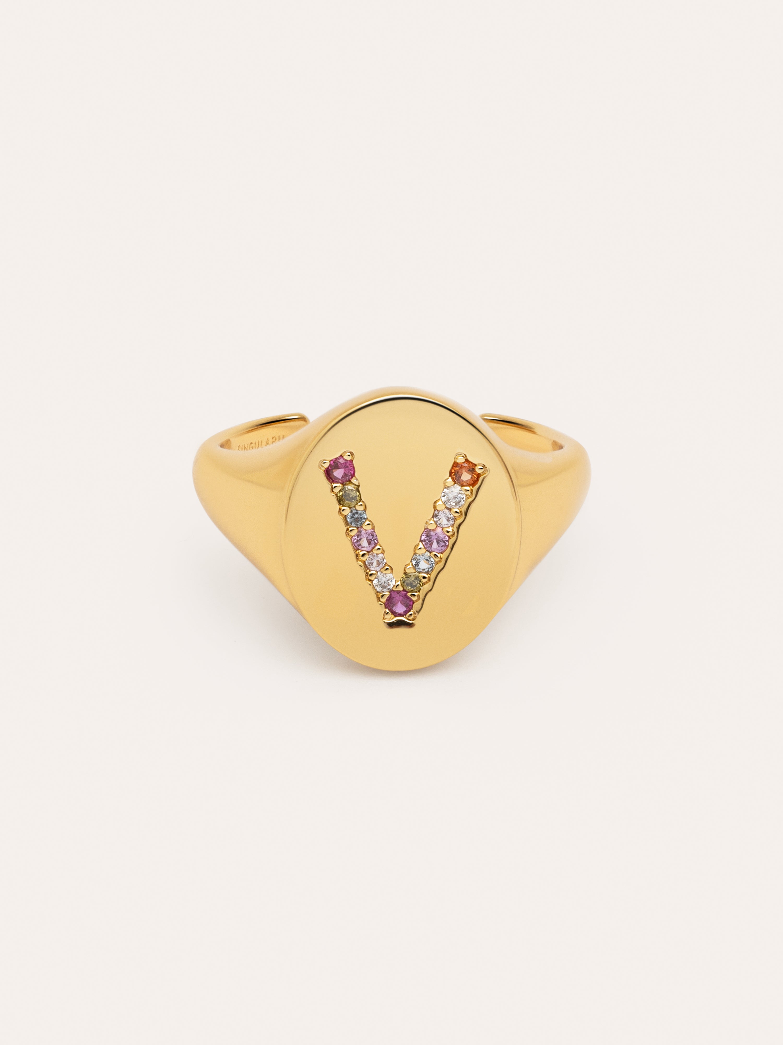 Singnet Letter Colors Personalized Gold Ring