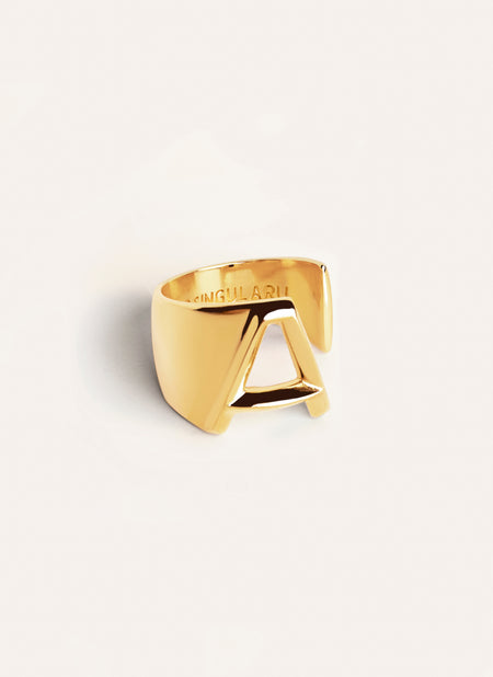 Bague Personnalisée Letter Signet Plaqué Or