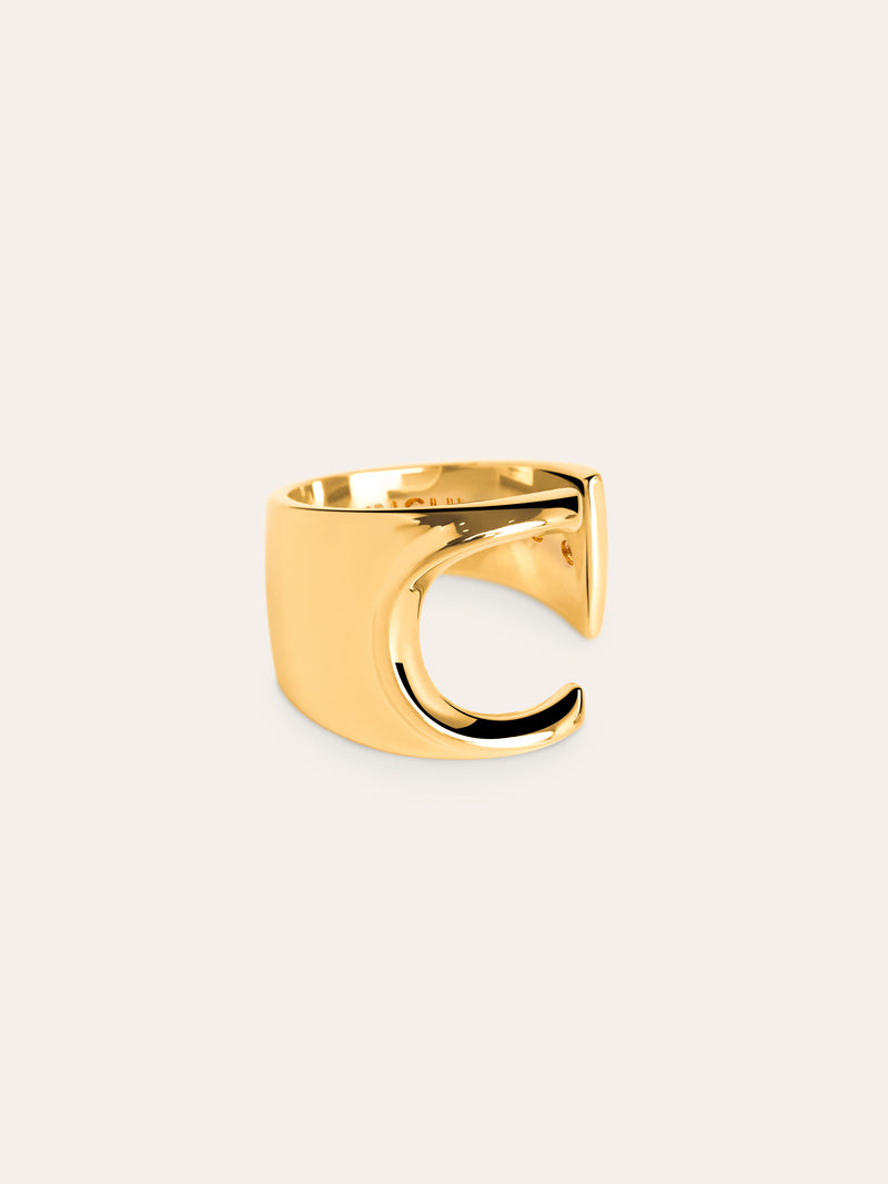 Personalisierter Signet Letter Ring vergoldet