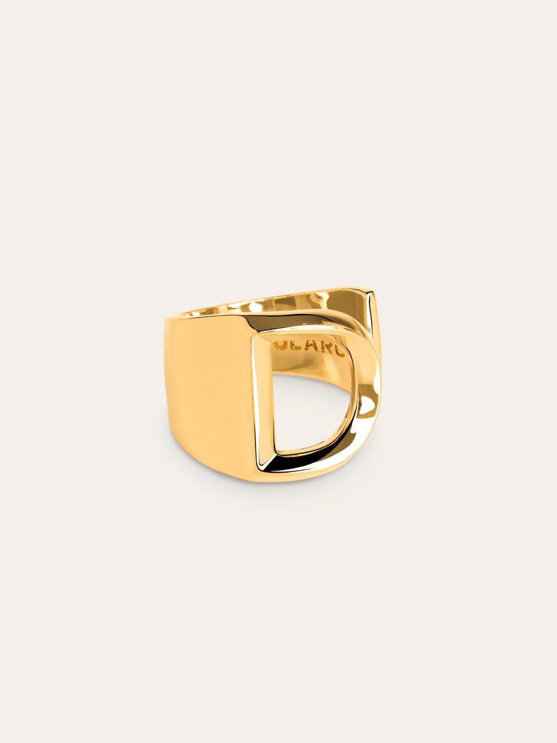 Personalisierter Signet Letter Ring vergoldet