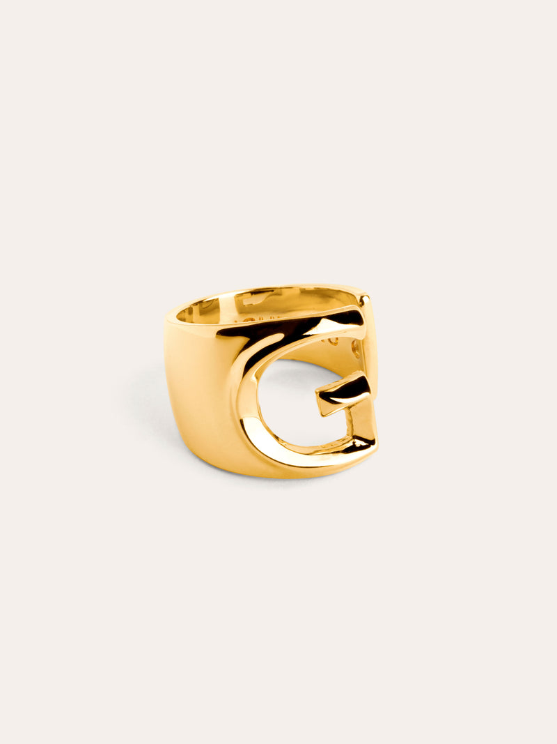 Personalisierter Signet Letter Ring vergoldet