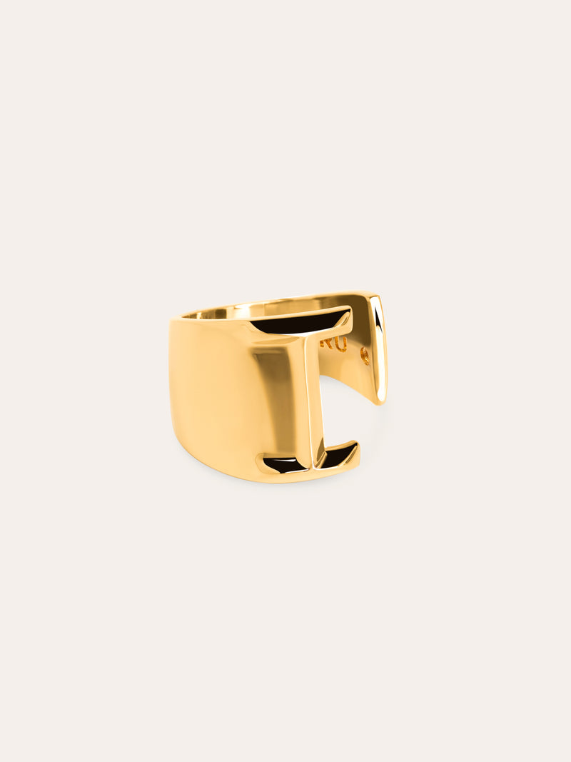 Personalisierter Signet Letter Ring vergoldet