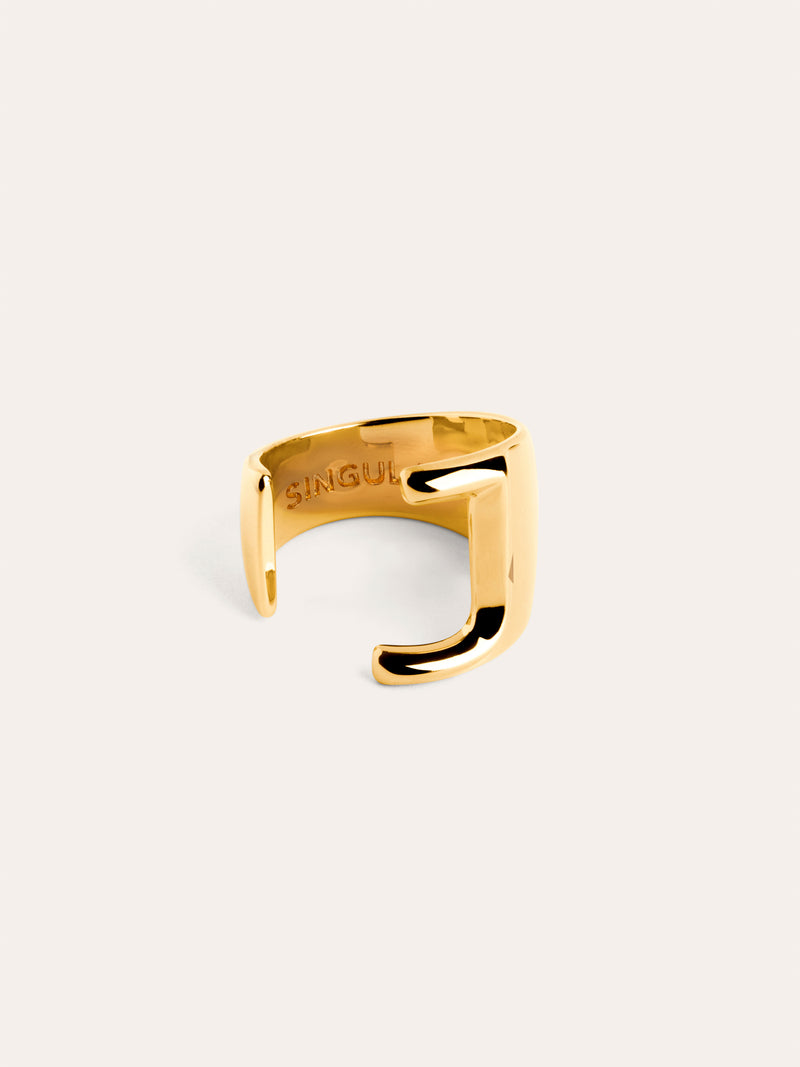 Personalisierter Signet Letter Ring vergoldet