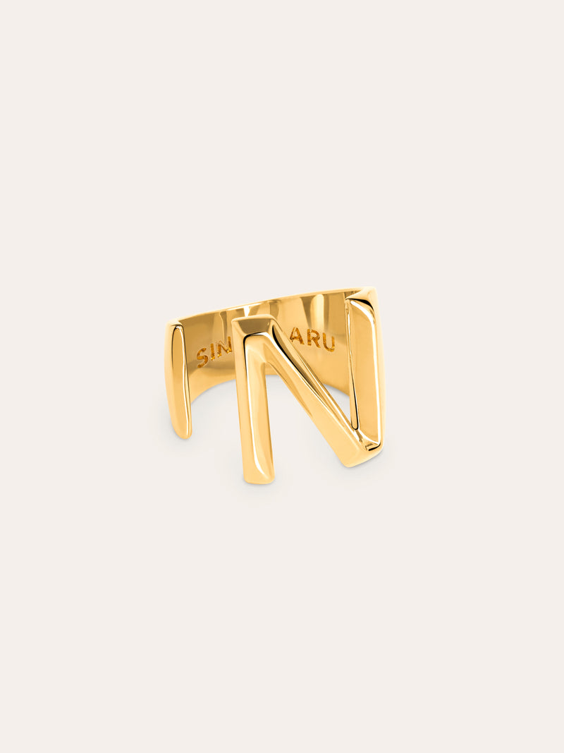 Personalisierter Signet Letter Ring vergoldet