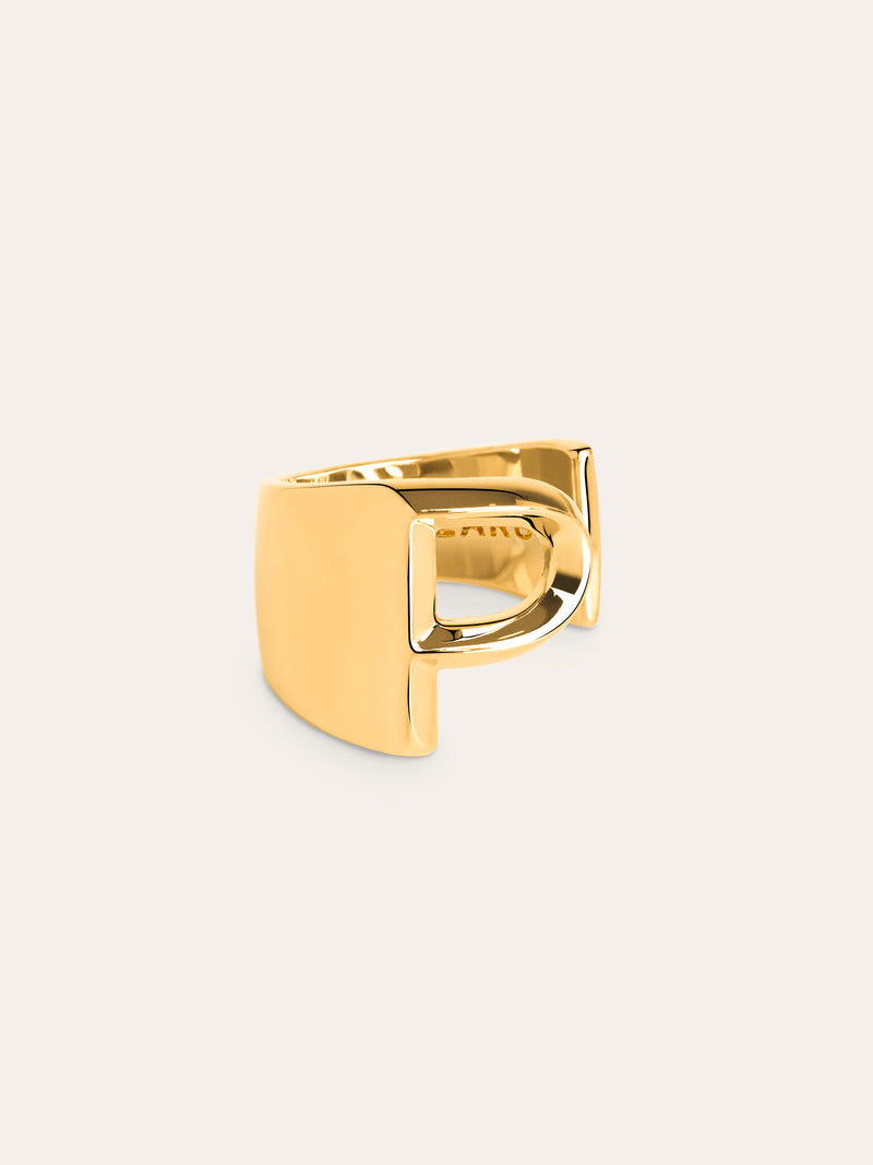 Personalisierter Signet Letter Ring vergoldet