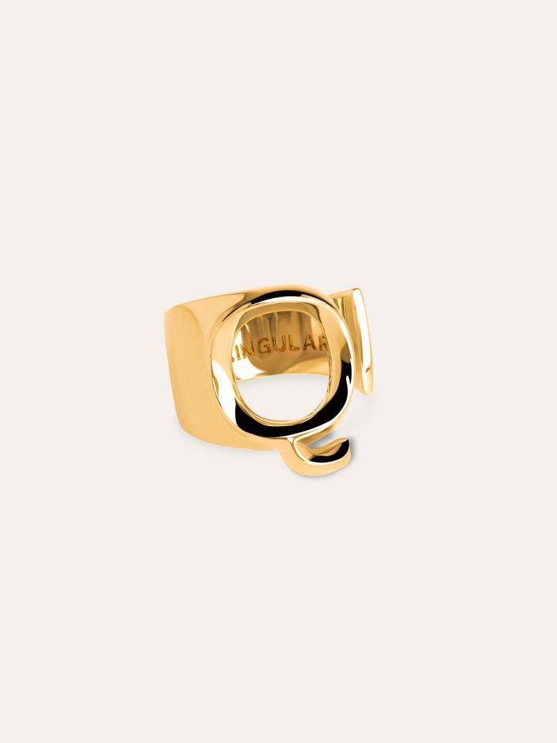 Personalisierter Signet Letter Ring vergoldet