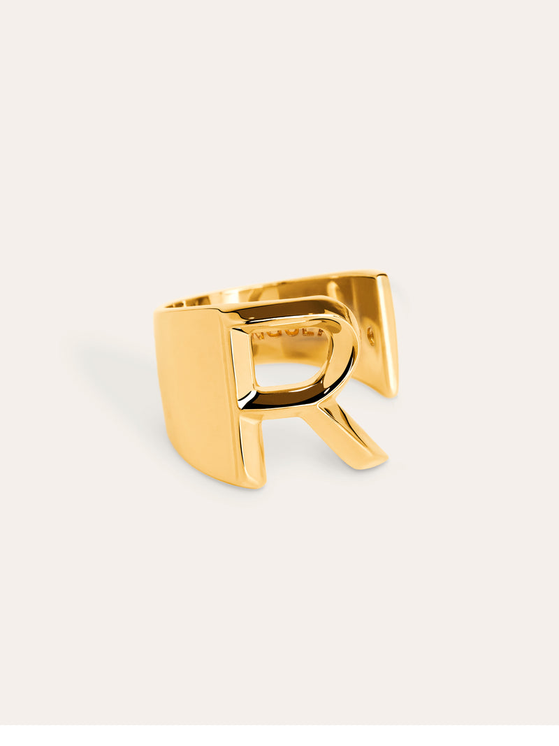 Personalisierter Signet Letter Ring vergoldet