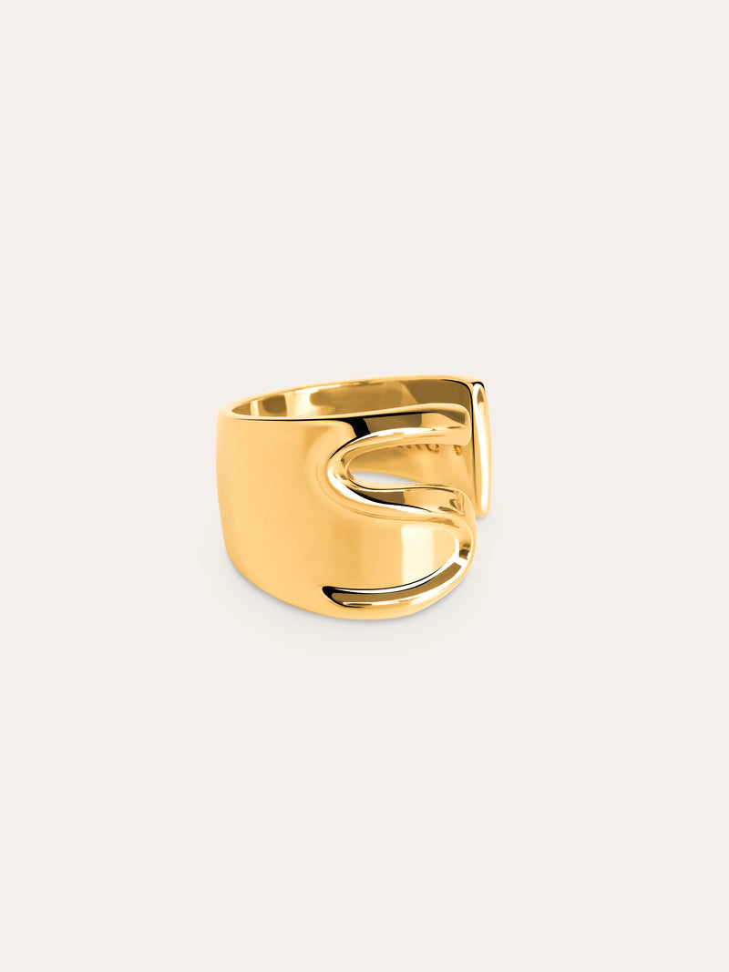 Personalisierter Signet Letter Ring vergoldet
