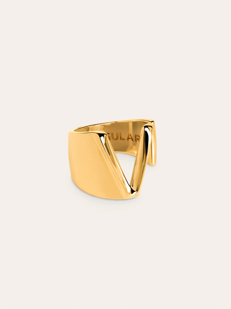 Personalisierter Signet Letter Ring vergoldet